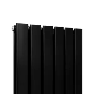 Designer Flat Radiator - 1600 x 420mm - Black