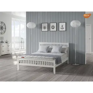 5ft King Size Aldershot White Shaker Style Wood Bed Frame - (162cm)