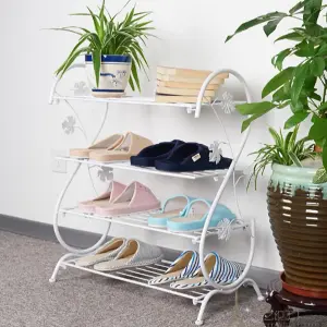 4 Tier White Shoe Rack Metal Shoe Shelves for Hallway Living Room Closet 700mm(H)