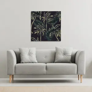 Green Palm on Black (Canvas Print) / 114 x 114 x 4cm