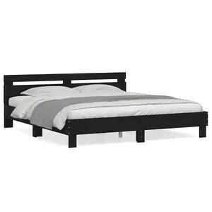 Berkfield Bed Frame without Mattress Black 180x200 cm Super King