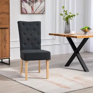 Set of 2 Pienza Fabric Dining Chairs - Black