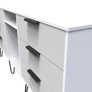 Fuji 6 Drawer Sideboard in Grey Matt & White (Ready Assembled)