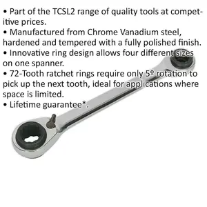 4-in-1 Reversible Ratchet Ring Spanner with Slim Handle - Metric Wrench Tool