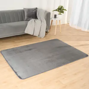 Rugs for Living Room Soft Plush Mat Large Carpet, Charcoal - 80 x 150cm