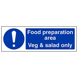 Food Prep Area Veg & Salad Catering Sign Adhesive Vinyl 300x100mm (x3)