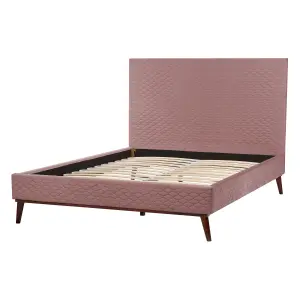 Velvet EU Double Size Bed Pink BAYONNE