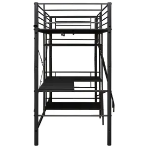 Berkfield Bunk Bed with Table Frame Black Metal 90x200 cm