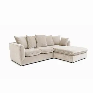 Lucas Water Repellent Velvet Chenille Right Facing Corner Sofa in Cream