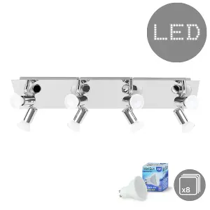 ValueLights Consul Silver Ceiling Bar Spotlight and GU10 Spotlight LED 5W Warm White 3000K Bulbs