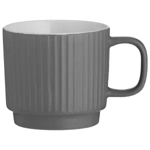 Set of 6 Embossed Line Grey Mug 355ml