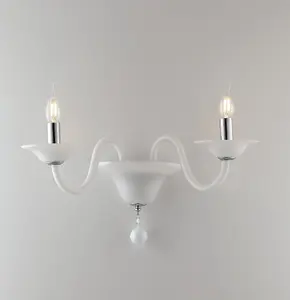 Luminosa SOFFIO Twin 2 Light Candle Wall Light White 47x36x30cm