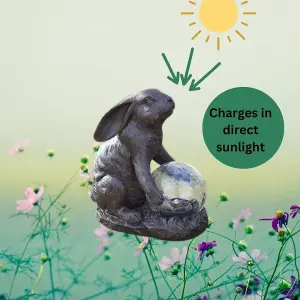 Solar Powered Outdoor Light Hare Statue LED Garden or Patio Ornament