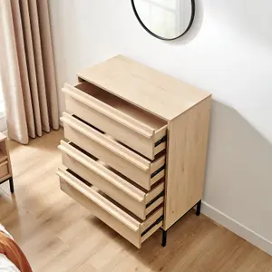 Furniturebox UK Svit Oak Effect Wooden Chest of 4 Drawers