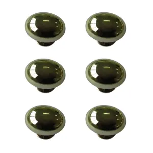 Zinc alloy Brass effect Oval Furniture Knob (Dia)35mm, Pack of 6