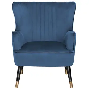 Wingback Chair VARBERG Velvet Dark Blue