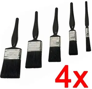 20Pc Paint Brush Wooden Handle Decorating Painting Diy Brushes Set Bristle Black