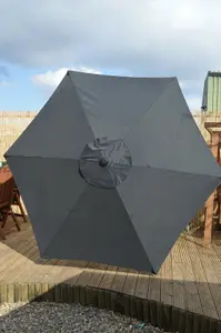 2.7m Wind Up Black Garden Parasol