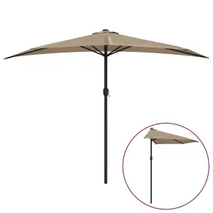 Berkfield Balcony Parasol with Aluminium Pole Taupe 300x150 cm Half