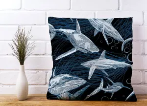 Hand Drawn Shark Pattern Cushions 45cm x 45cm