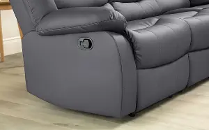 Milano Grey Leather Recliner Sofa  3 Seater