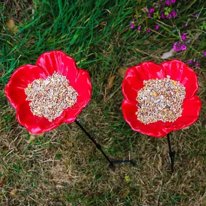 Woodside Poppy Cast Iron Bird Feeder 2 PACK