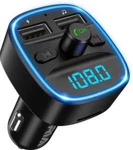 Bluetooth FM Transmitter For Car, Car Adapter Wireless In-Car Radio Adapter Music Player With Dual USB Charging, Hands-Free Calling, Car Charger