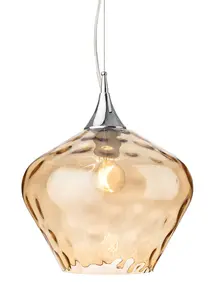 Luminosa Titan Dome Pendant Light Chrome with Amber Glass