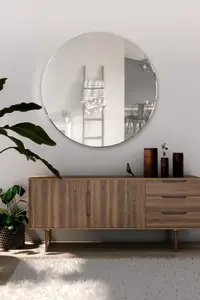 MirrorOutlet All Glass Bevelled Classic Design Round Mirror 80 x 80CM