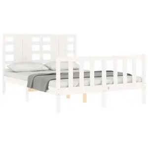 Berkfield Bed Frame with Headboard White 120x200 cm Solid Wood