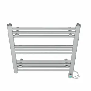 Right Radiators Prefilled Thermostatic Electric Heated Towel Rail Straight Bathroom Ladder Warmer - Chrome 600x600 mm