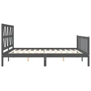 Berkfield Bed Frame with Headboard Grey 200x200 cm Solid Wood