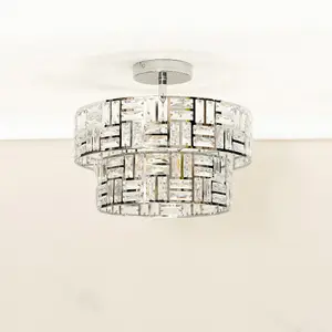 ValueLights Elise Silver Acrylic Jewel Two Tier Ceiling Pendant Light