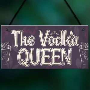 Red Ocean Vodka Queen Funny Friendship Gift Birthday Home Bar Hanging Wall Sign Plaque Gift For Her