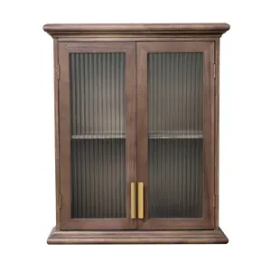 Melody Maison Wooden Reeded Glass Wall Cabinet