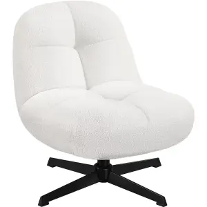 Yaheetech Modern Swivel Lounge Chair Upholstered Reading Chair White