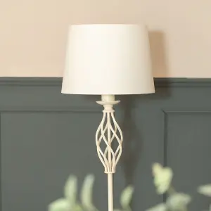 ValueLights Memphis Traditional Cream Twist Floor Lamp with Fabric Lampshade