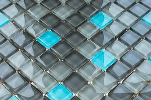 Glass mosaic on mesh for bathroom or kitchen 300mm x 300mm - Minecraft Diamond