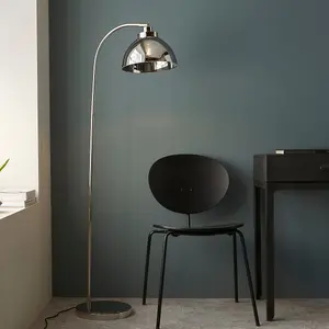 Luminosa Caspa Task Floor Lamp, Bright Nickel Plate, Mirrored Glass