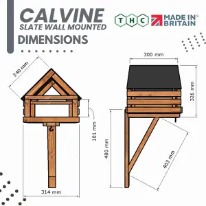 Calvine Wall-Mounted Bird Table with Slate Effect Roof