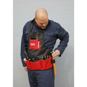 16-Pocket Mechanics Tool Apron with Hammer Loops for Efficient Tool Storage