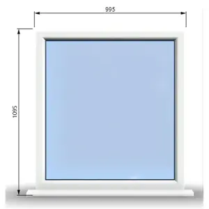 995mm (W) x 1095mm (H) PVCu StormProof Window - 1 Non Opening Window - Toughened Safety Glass - White