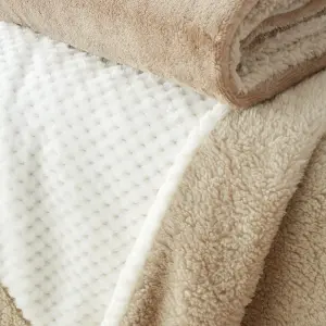 Catherine Lansfield Cosy Larsson Geo Fleece 130x170 cm Blanket Throw Natural