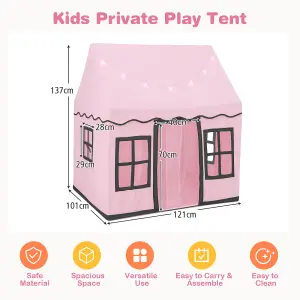 Costway Kids Play Tent Indoor Kids Playhouse with Star Lights Toddler Castle Play Tent