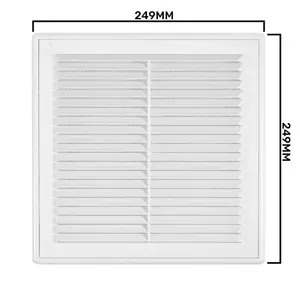 SQUARE air vent with no screws visible cover plate and fly screen,flat back (250mm high x 250mm wide)