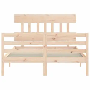 Berkfield Bed Frame with Headboard Double Solid Wood