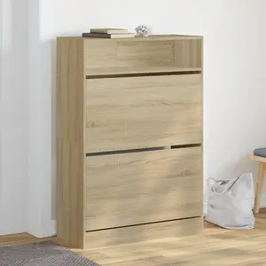 Berkfield Shoe Cabinet with 2 Flip-Drawers Sonoma Oak 80x34x116 cm