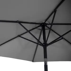 Charles Bentley Garden Metal Patio Garden Umbrella Parasol Crank & Tilt - Grey