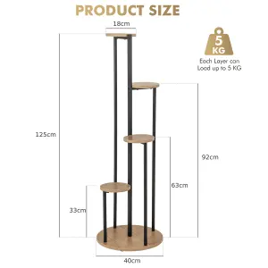 COSTWAY Indoor Metal Plant Stand 125 cm Tall Corner Plant Shelf Display Shelf