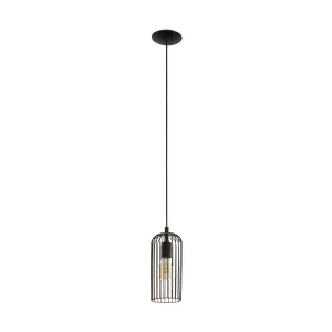 EGLO Roccamena Black And Copper Metal 1 Light Ceiling Pendant, (D) 13cm